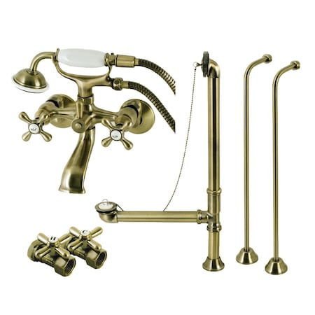 Kingston Brass CCK265AB Wall Mount Clawfoot Faucet Package, Antique Brass CCK265AB